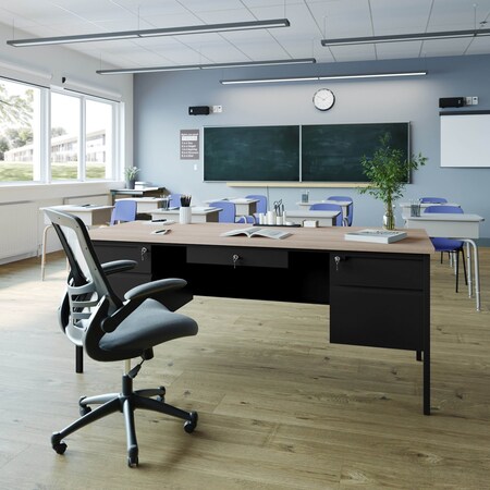 Flash Furniture 30 in D X White Oak, 70 in W X GC-M-BLK-180-WHTOAK-GG